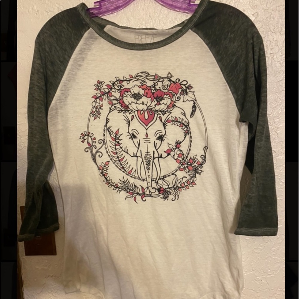 Small Long sleeve kids shirt green and white